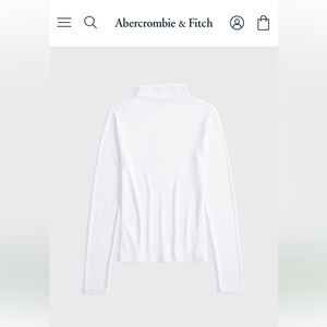 A&f essentials white mockneck ribbed top